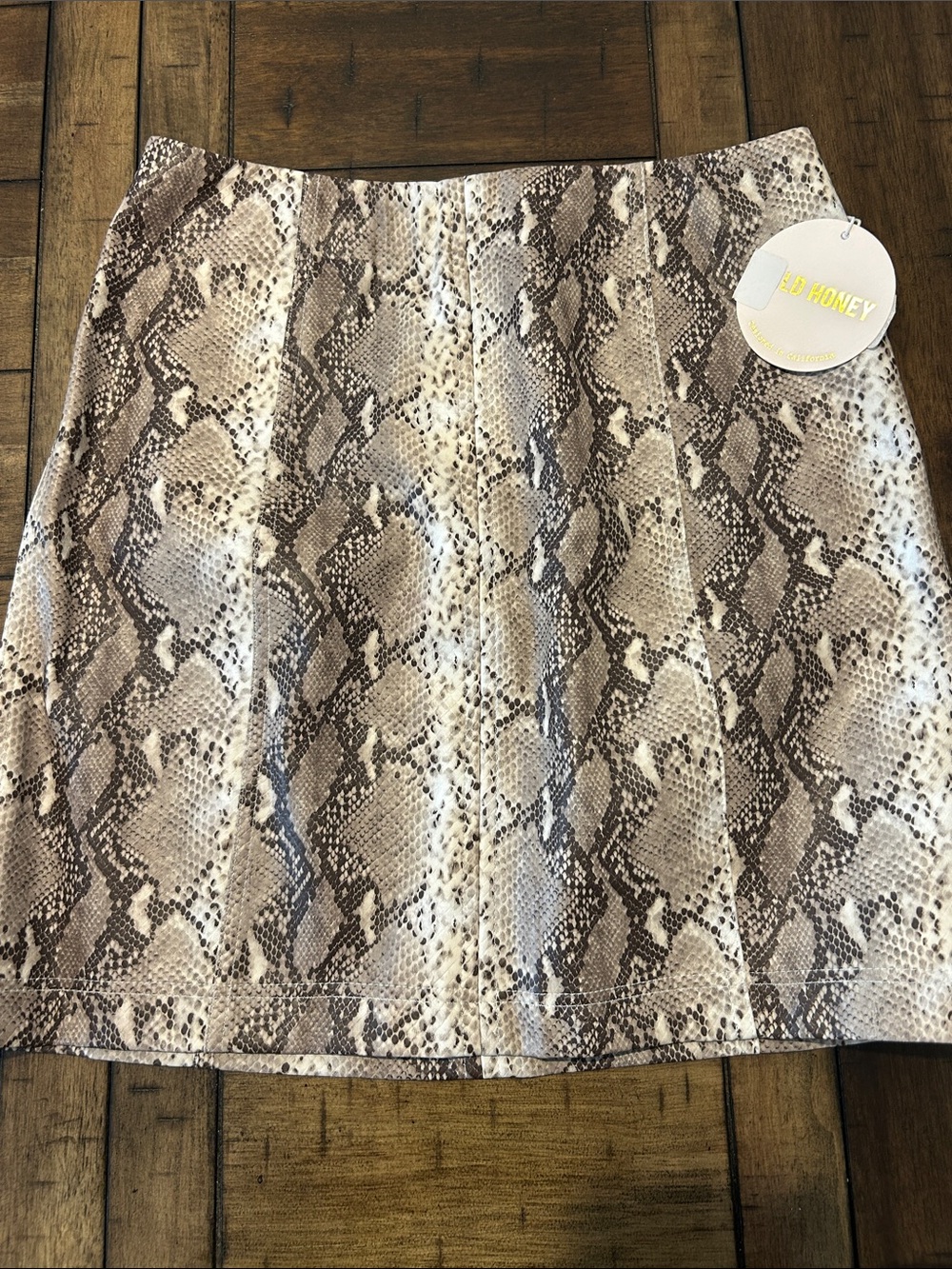 Women's Faux Snake Print Mini Skirt in Neutral Tones